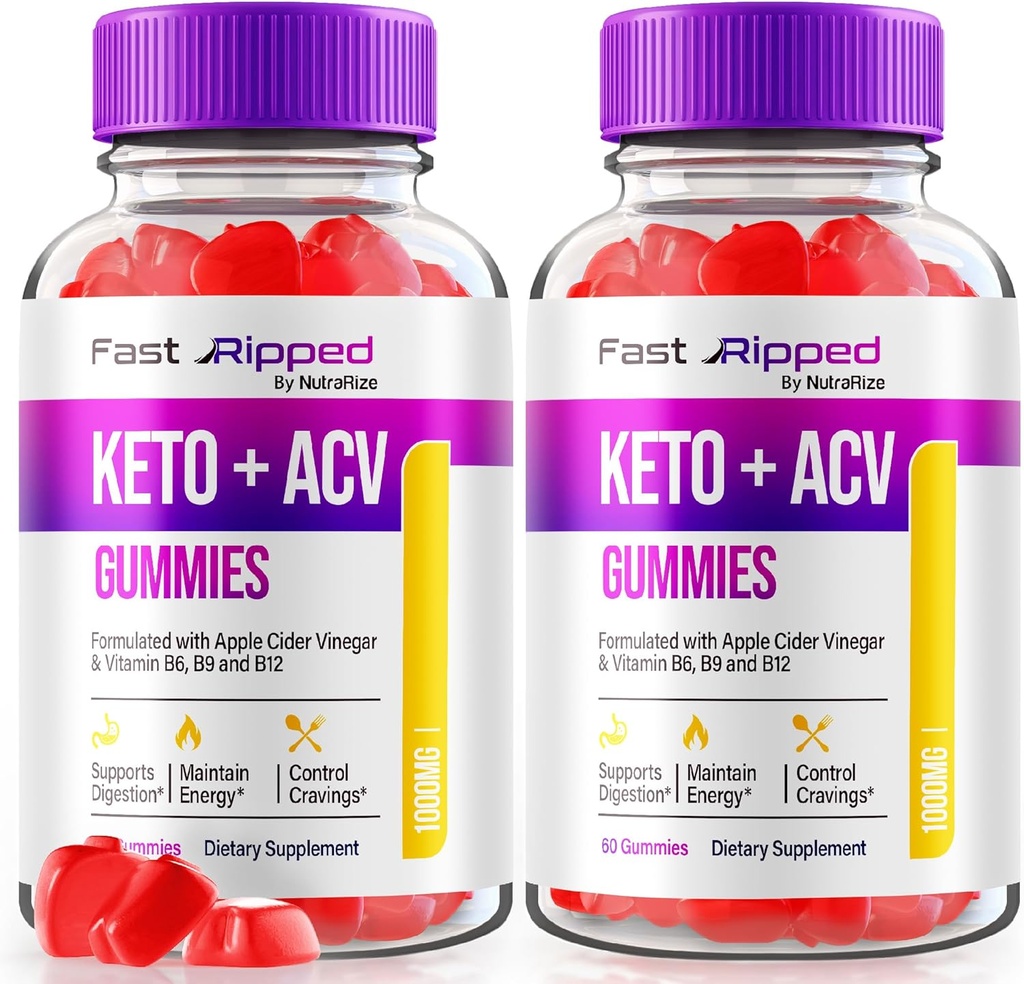 NutraRize (pakke med 2 hurtige rippede Keto + ACV Gummies, Advanced Formel, Apple Cider Vinagar 1000MG Vitamin supplement, Maksimal styrke Gummies Anmeldelser (120 Gummies)