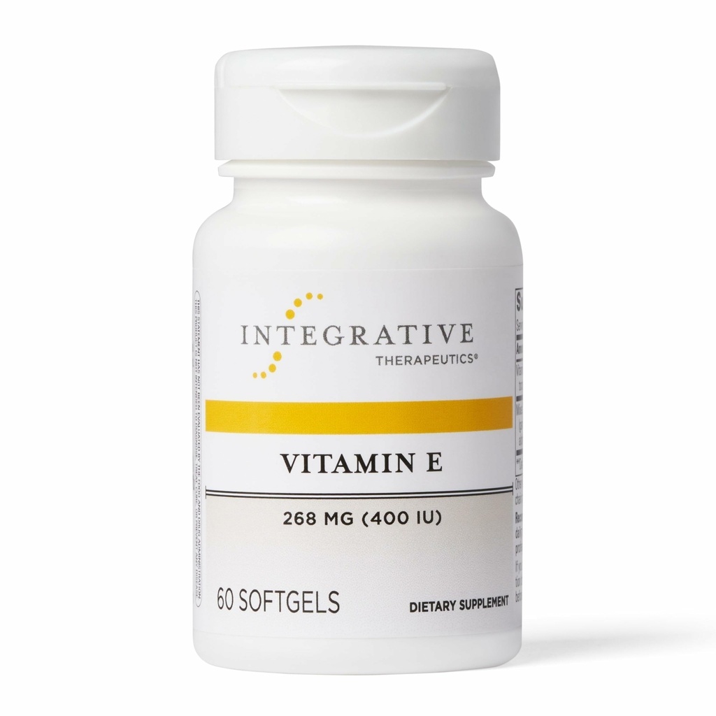 Integrativ terapi E-vitamin - antioxidant supplement til cardiovaskulær sundhedsstøtte * - Heart Support * - Dairy- Free & Gluten- Free - 60 Vitamin Softgels (60 Servere)