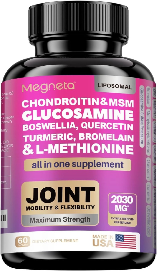 19-in-1 Fælles Support Kapsler Glucosamin Chondroitin Gurkemeje Boswellia - Fælles Support Supplement til Bones, Tilbage, Knees, Hands Fælles Sundhed