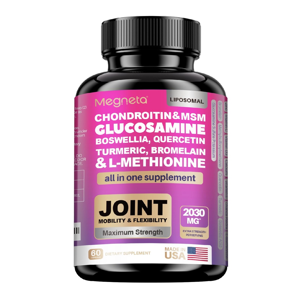 19-in-1 Fælles Support Kapsler Glucosamin Chondroitin Gurkemeje Boswellia - Fælles Support Supplement til Bones, Tilbage, Knees, Hands Fælles Sundhed