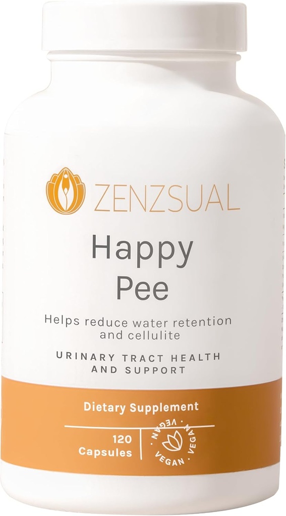 ZENZSUAL Happy Pee - Støtte til urinveje med økologisk tranebær og D-Mannose - Omfattende UTI smertestillende støtte til kvinder - 120 kapsler