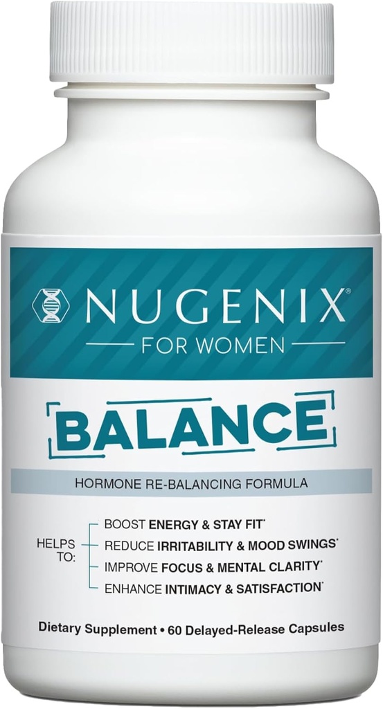 Nugenix for kvinder Balance - Hormonbalance for kvinder, Boost Energy, Forbedre fokus & mental Klarhed, Gendanne Hormonal Balance, Menopause, Ashwagandha KSM- 66, Gurkemeje, D-vitamin, DIM, 60 Greve