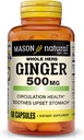 MASON NATURAL Whole Herb Ingefær 500 mg, 2 Måned Supply, Natural Herbal Supplement, 60 Kapsler