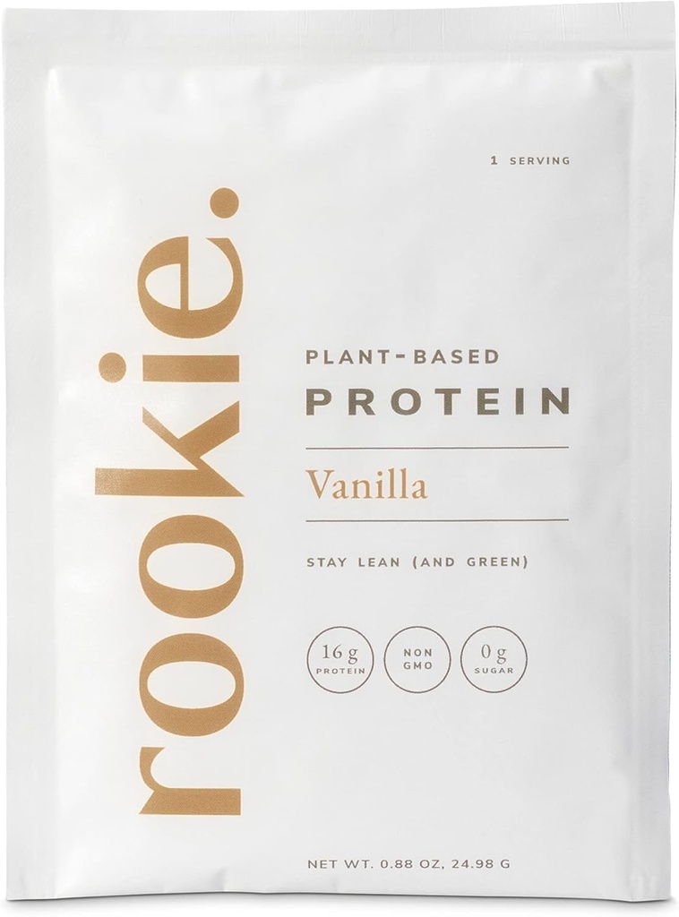 Rookie Wellness Plantbaseret Probiotisk Protein - Organic Pea Protein Powder med komplet Aminosyreprofil, Gut- Sund Prebiotika & Probiotika, & Over 25 Vitamin & Min (10 Sachels, Vanilla)
