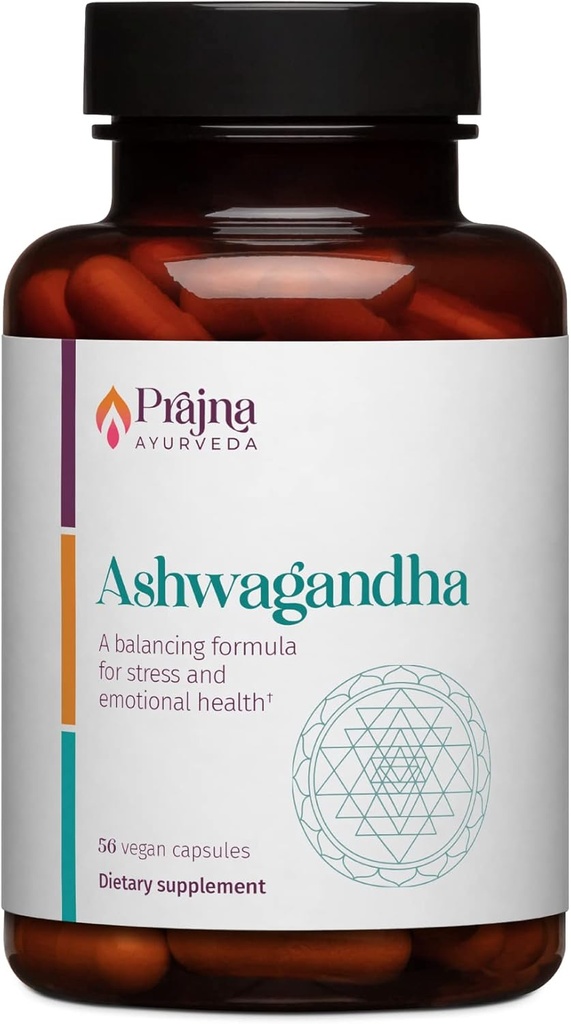Dr. Chaudhary 's Prajna Ayurveda Ashwagandha er en balanceringsformel, der hjælper med at berolige sind og krop, Control Stress Cravings, Modulere Cortisol, Support Hormone Balance, Vegan, Gluten- Free, Organic