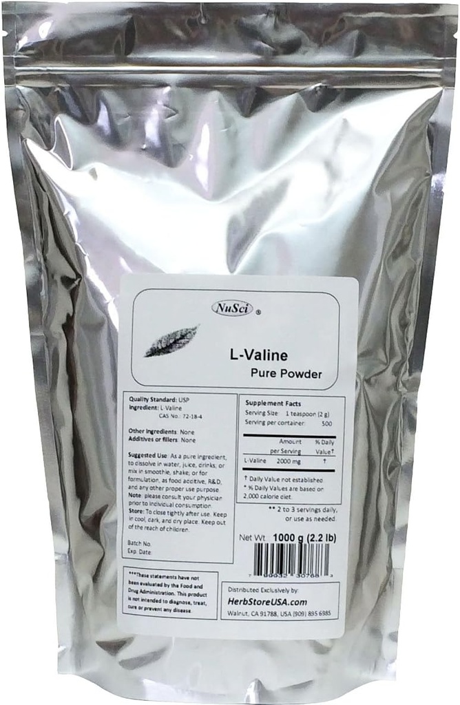L- Valine Pure Aminosyrepulver (1000 g (2, 2 Lb))