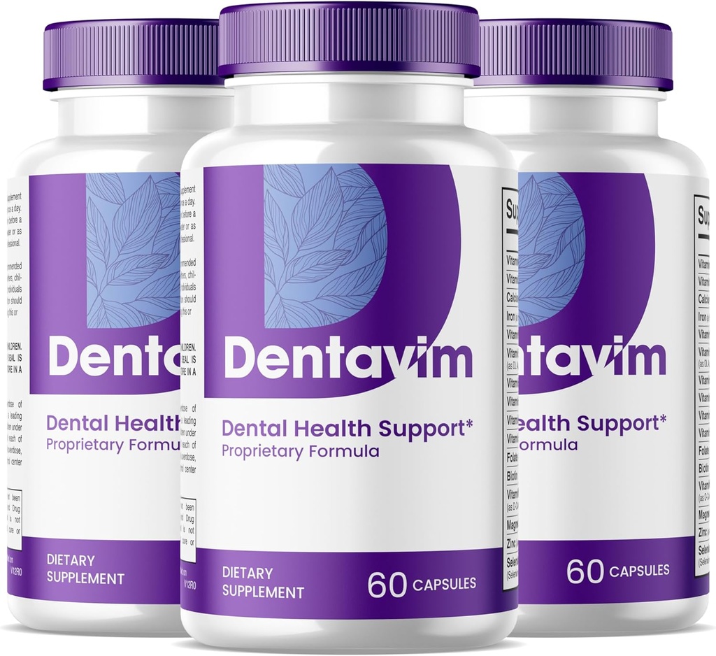 (3 Pack) Dentavim kapsler - al naturlig pleje for tænder og tandkød - Dentavim Dentavim Dental Health Formula Pills - Maksimal styrke, Vitamin & Min til total oral beskyttelse, Denta Vim til anmeldelser