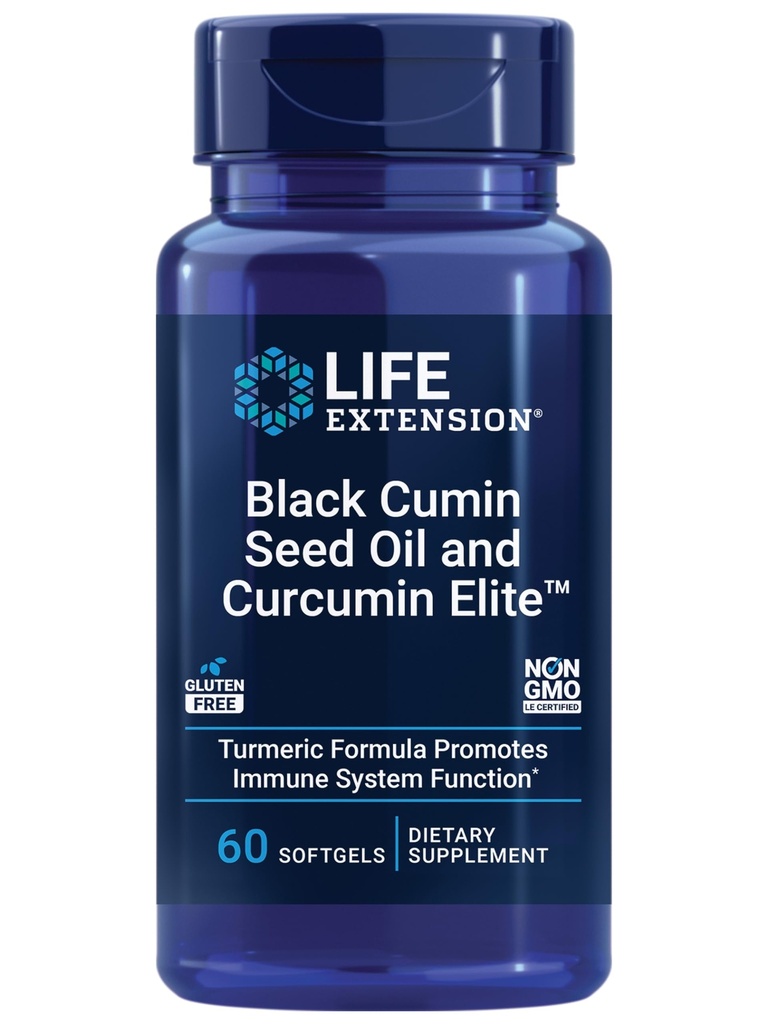 Life Extension Black Cumin Seed Oil og Curcumin Elite, Black Cumin, Gurkemeje Extract, Immun Health Support, høj biotilgængelighed, Whole- Body Health, Gluten Free, Non- GMO, 60 bløddele