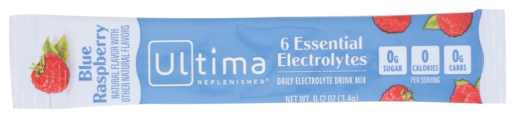Ultima Replenisher Blå Raspberry Electrolyte Drink Mix Single, 0,12 Oz