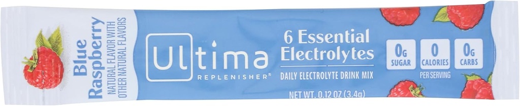 Ultima Replenisher Blå Raspberry Electrolyte Drink Mix Single, 0,12 Oz