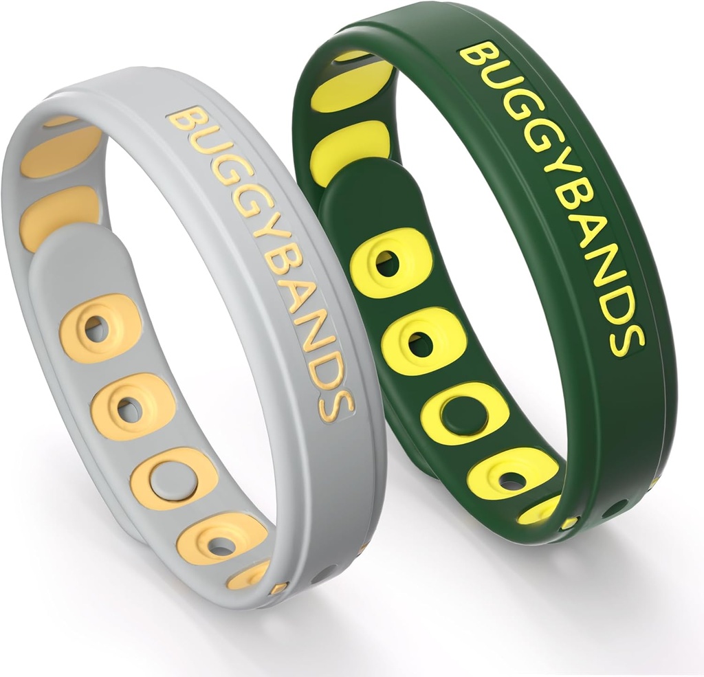 Mosquito Repellent Armbånd, 2 Pack Silicone Mosquito Repellent armbånd, DEET- Free Insect & Bug Repellent armbånd til voksne og børn Indendørs brug (mørkegrøn & grå)