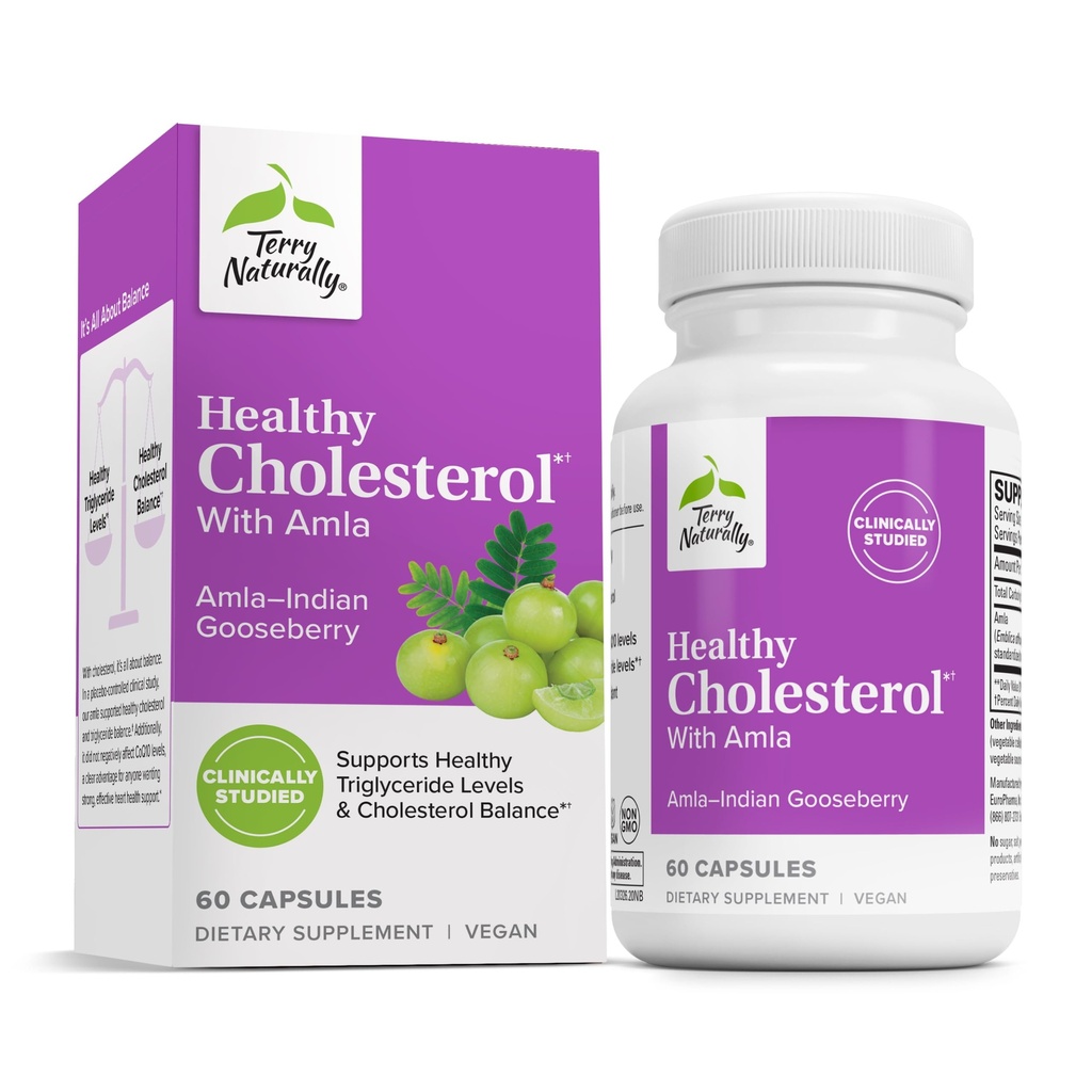 Terry naturligt sund cholesterol med Amla - Antioxidant supplement til immun- og hjertestøtte - supplement til støtte sund cholesterol & triglycerid - 60 kapsler