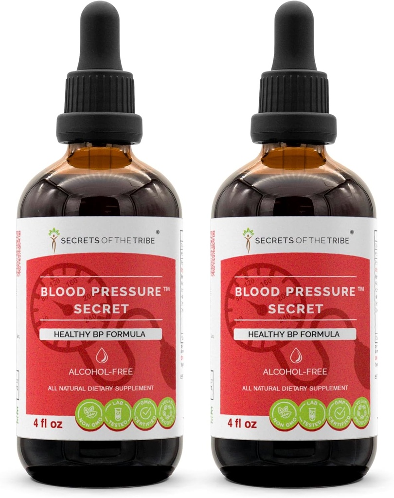 Secrets of the Tribe - Blood Pressure Secret, Sund cirkulation Formel, Herbal Supplement Blend Drops Alkohol- Free Liquid Extract (2x4 fl oz)