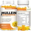 Mullein Gummies for Clear Lungs, 10 i 1 Mullein Leaf Extract for Lungs, Mullein Quercetin Gummies for Lung Cleanse, Luftveje, Immunitet, Mango Flavor, 120 Greve