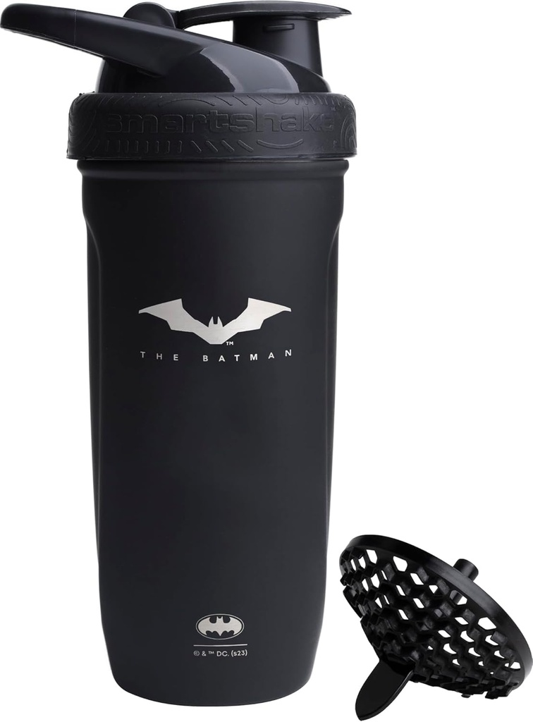 Smartshake DC COMICS Reforce rustfrit stål Protein Shaker Flaske 900 ml ttesmå 124; 30 oz - Læbefast Screw- on Lid - BPA Free - Unisex - Ikke isoleret - Batman