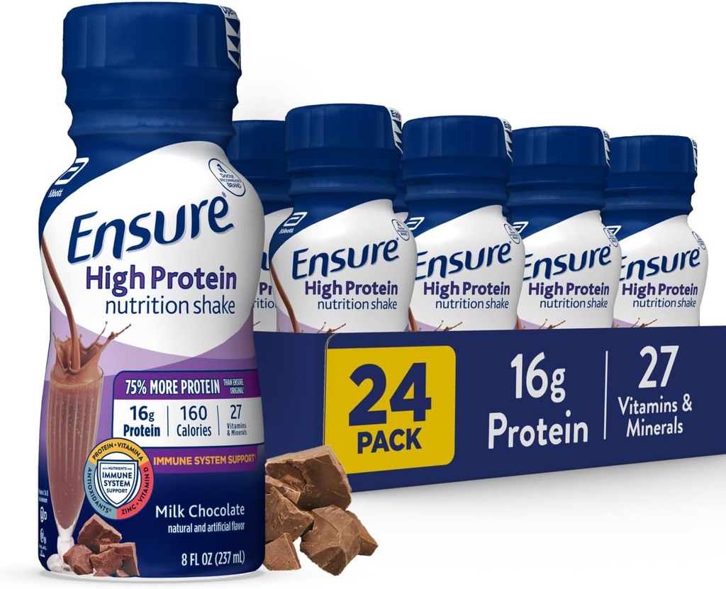 Sikre høj protein mælk chokolade ernæring rystes, klar til at drikke, 16g protein og 27 vitaminer og mineraler, 8 fl oz, 24 Pack