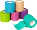 FriCARE Self Adhesive Bandage Wrap, Medicinsk Tape i Førstehjælp Kit, Kohesive Bandages til Sår Sport Vet, 2 Tommer X 5 Yards 6 Rolls, Rainbow