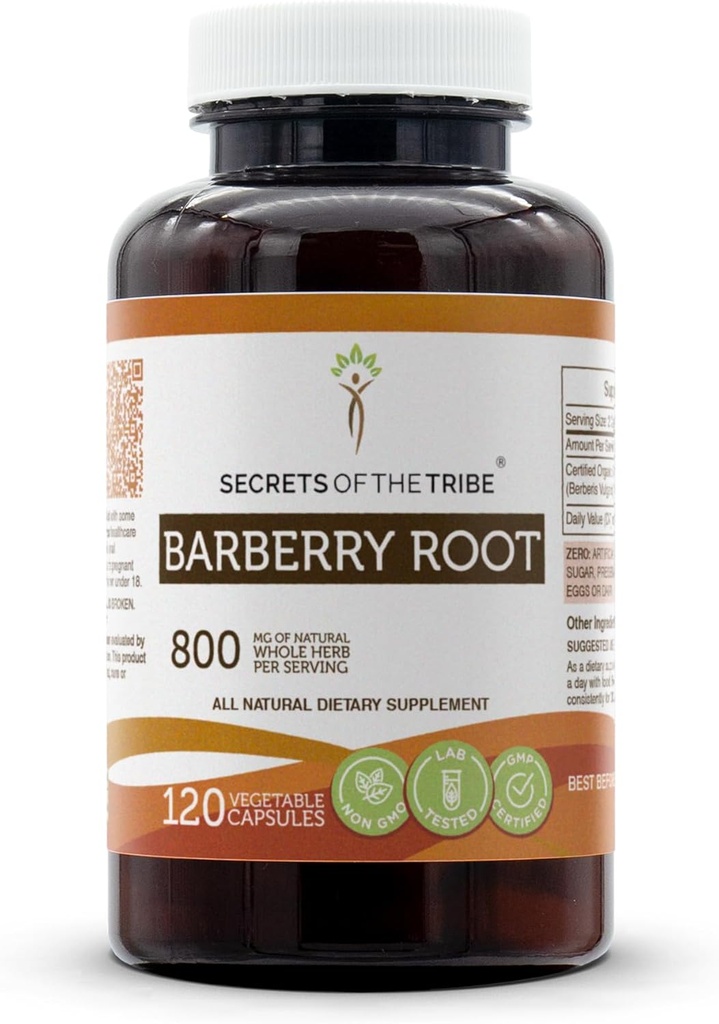 Hemmeligheder af Tribe Barberry Root 120 Kapsler, Lavet med Vegetabilske Kapsler og bær (Berberis Vulgaris) Tørret Root Bark (120 Kapsler)