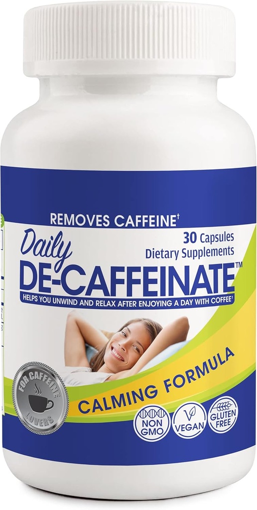 Daglig De- Coffeinate: Avanceret Koffein Eliminator Supplement - Natural Actioning Non-Addictive Formel, der understøtter afspænding og dyb, rolig søvn