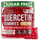 JOYLI Quercetin Gummies - Quercetin med bromelain Zinkvitamin C & D3 - Quercetin Supplement 500MG for immunsystem & allergy - Quercetin for børn og voksne - 60 Quercetin Chewable