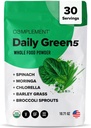 Komplementering Daily Green Powder, Super Green Powder Superfood-Wholefoods, Organic Chlorella Powder, Barley Grass Juice Powder, Broccoli Sprutter- Immunsupport, Brain Health, Metal Detox- 30 Servering