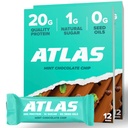 Atlas Protein Bar, 20g Protein, 1g Sukker, Rene ingredienser, Gluten Free, Mint Chocolate Chip (12 greve, pakke af 2)