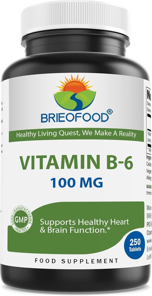 Brieofood Vitamin B6 100 mg 250 tabletter