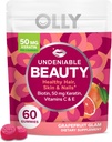 OLLY Undeniable Beauty Gummy, For Hår, Hud, Nails, Biotin, C-vitamin, Keratin, Chewable Supplement, Grapefrugt, 30 Day Supply - 60 Greve