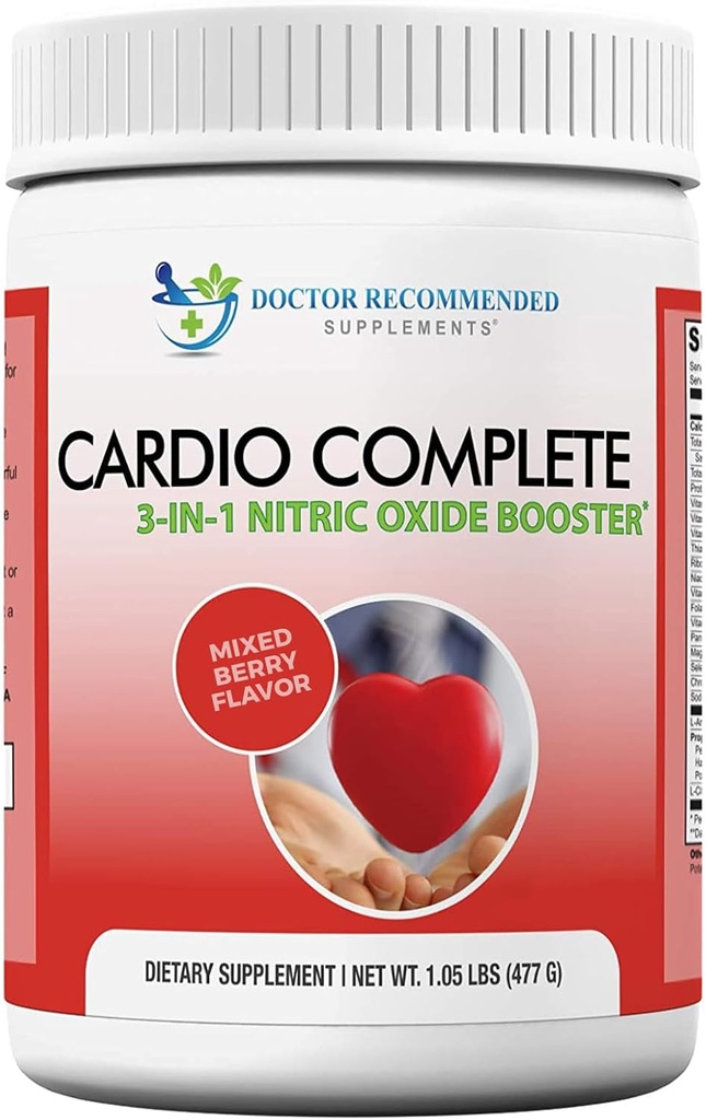 Cardio Complete - Heart Health Support Powder Supplement - 3-in-1 Nitrooxid Booster med 5.000 L-arginin, 1000 mg L-Citrullin, og Hawthorn Berry