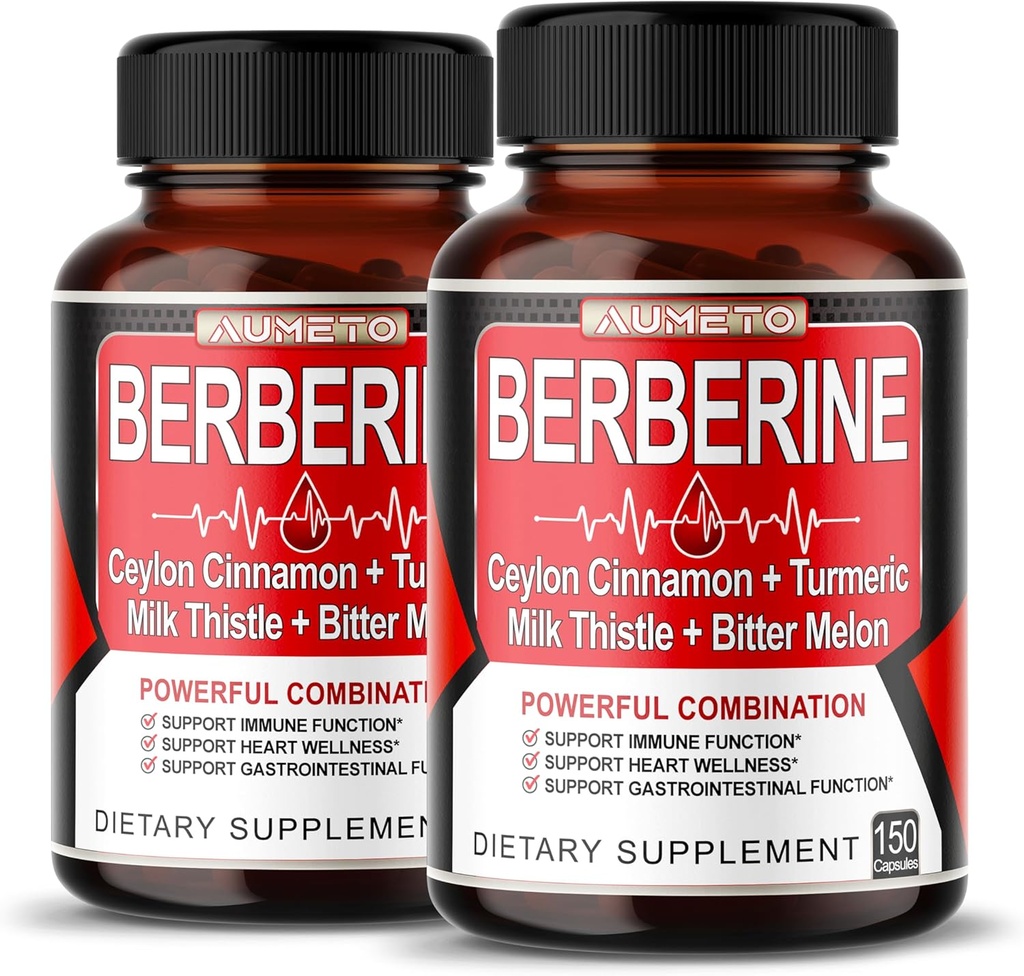 8 i 1 Berberine supplement - Per Capsule Provides - Support fordøjelse, Immunitet - med Ceylon kanel, Milk Thistle, Gurkemeje, Bitter Melon