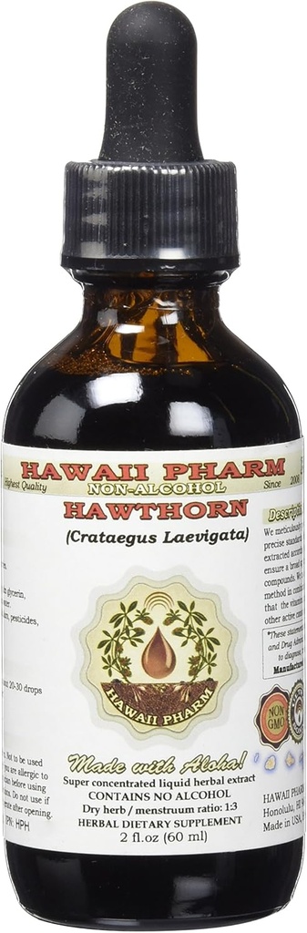 Hawthorn Alkohol- Free Liquid Extract, Organic Hawthorn (Crataegus Laevigata) Tørret berry Glycerit 2 oz