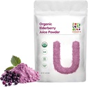 UNLEASH 'D ORGANIC Organic Elderberry Juice Powder 16 oz 100% Pure Natural Green Food, Rig på antioxidanter og multivitaminer, høje antioxidant effekter, anti-inflation