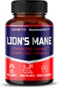 Lions Mane supplement kapsler 40% polysaccharider med Cordyceps, Reishi, Tyrkiet Tail, Chaga Mushroom Complex - Caffe- Free 18 i 1 Brain Supplement for hukommelse og fokus