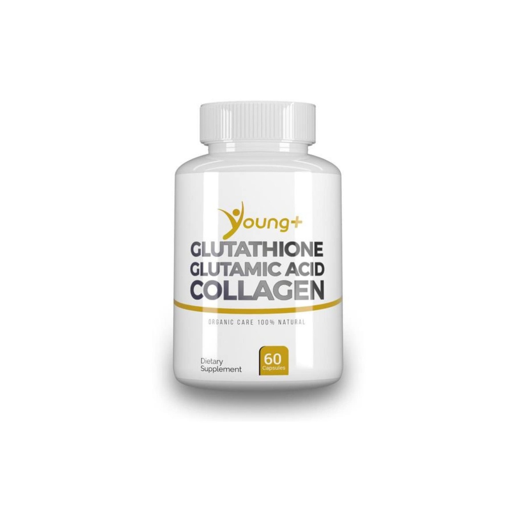 Unge + Glutathion, glutaminsyre og collagen. Antioxidant supplement - 1000 mg, 60 kapsler