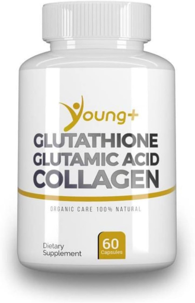 Unge + Glutathion, glutaminsyre og collagen. Antioxidant supplement - 1000 mg, 60 kapsler