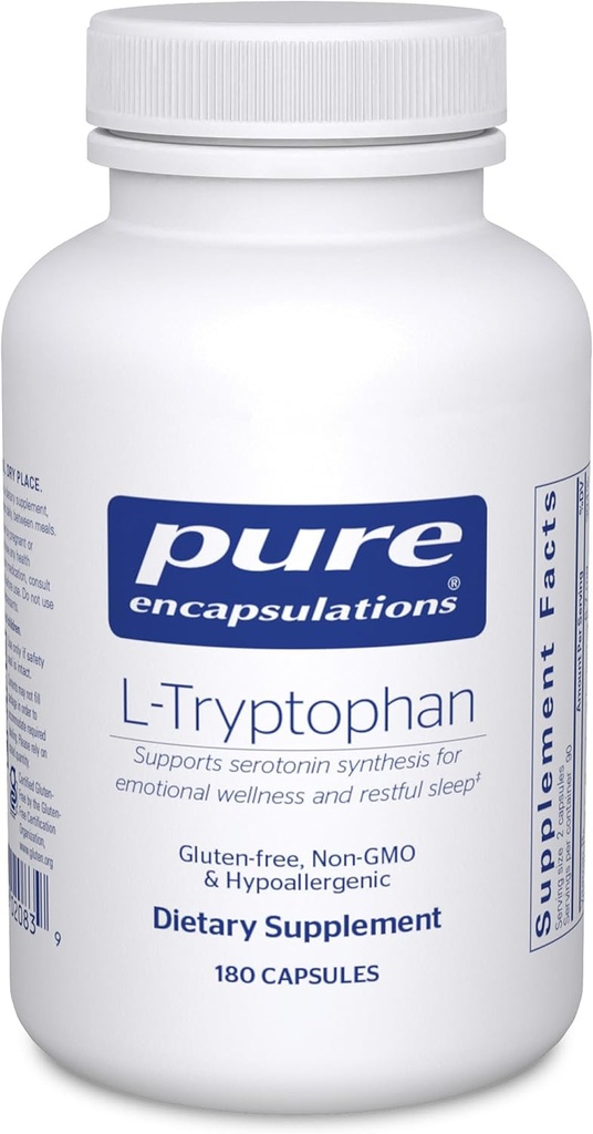 Ren indkapsling L- Tryptophan Note 124; Aminosyre supplement til afslapning, Serotonin Support, PMS, og Søvn *