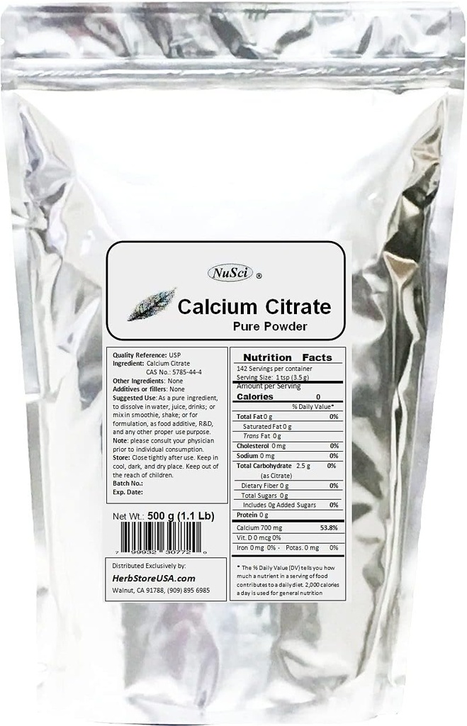 Calcium Citrat Pulver Pure Bio- Tilgængelig form Calcium (500 Bedste (1.1 LB))
