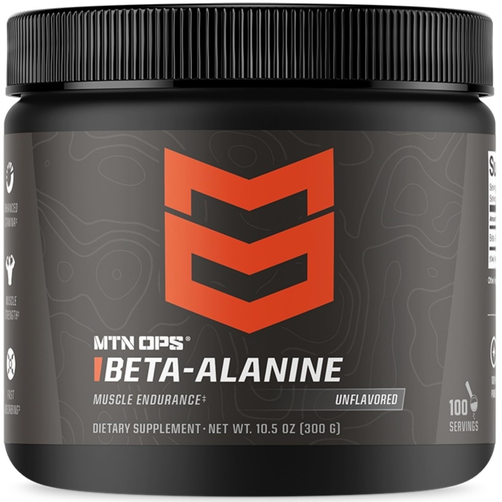 MTN OPS Beta Alanine Powder Pre Workout for Muscle Endurance & Strength, 3g Beta Alanine per Servering, Unflavored 100 Servering