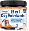 ZEBORA hund multivitamin pulver med Glucosamin, hund vitaminer og kosttilskud til immunforsvar, hud og coat supplement med Omega 3 for Allergi Relief, Probiotika til fordøjelse & Gut sundhed