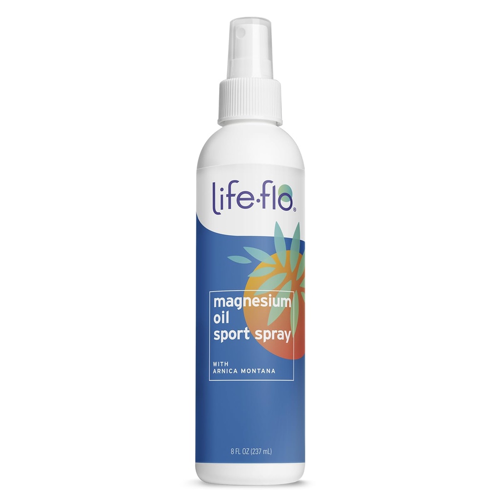 Life-flo Magnesium Oil Sport Spray - Soothing Magnesium Chloride Oil Spray for Feet, Legs & Muscles, Topical Application with Eucalyptus & Peppermint, Fast Acting Formula for Women & Men - 8 fl oz