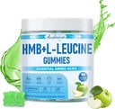 HMB og L- Leucin Gummies, 3000mg, med Trehalose, for muskelvækst, Muskel Relief og workout Inddrivelse, for voksne & Ældre, ikke-GMO, Vegan, Gluten Free, Apple Flavor, 120
