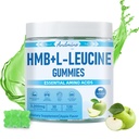 HMB og L- Leucin Gummies, 3000mg, med Trehalose, for muskelvækst, Muskel Relief og workout Inddrivelse, for voksne & Ældre, ikke-GMO, Vegan, Gluten Free, Apple Flavor, 120