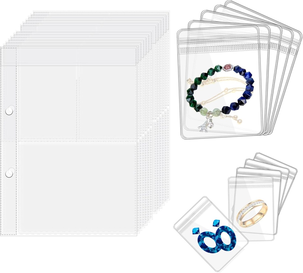 Travel Smykker Organizer sag Transparent Smykker Opbevaring Book Binder Bag til øreringe, ringe, halskæde, armbånd, indre sider og Pouches