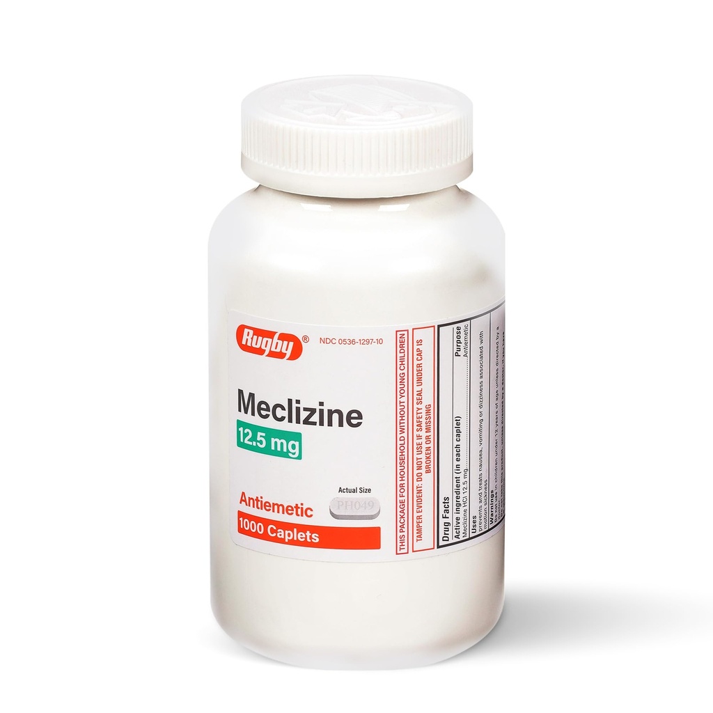 Rugby Meclizine 12, 5 mg Antiemetiske kapsler til symptomer relateret til Motion Sickness- Travel and Cruise Essentials, 1000 kapsler