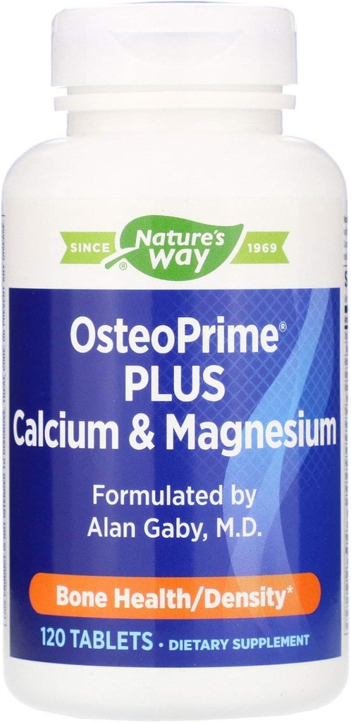 Nature 's Way OsteoPrime PLUS Calcium & Magnesium, Understøtter ben sundhed & muskelfunktion *, med Vitamin D3 & K2, Vegetar, 120 tabletter