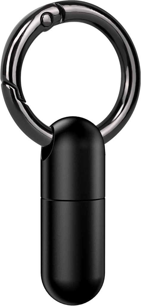 Micro Keychain Pill Holder Titanium vandtæt Mini Pill Container til akut medicin Rejse pung (sort)