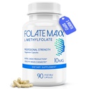 FolateMaxx L- methylfolat 10mg, 90 kapsler - Doctor Formuleret methylfolat supplement for kvinder & mænd - høj potens 5- MTHF for energi, mad & fokus - non-GMO, gluten- fri (3- måned Tilgang)