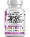 Ren nukleosteroider Mælk Thistle NAC Chanca Piedra Beet Root Artichoke Dandelion Root - Lever Rengøring Detox & Reparation Supplement Plus TUDCA Cholin & Ginger 60 Greve