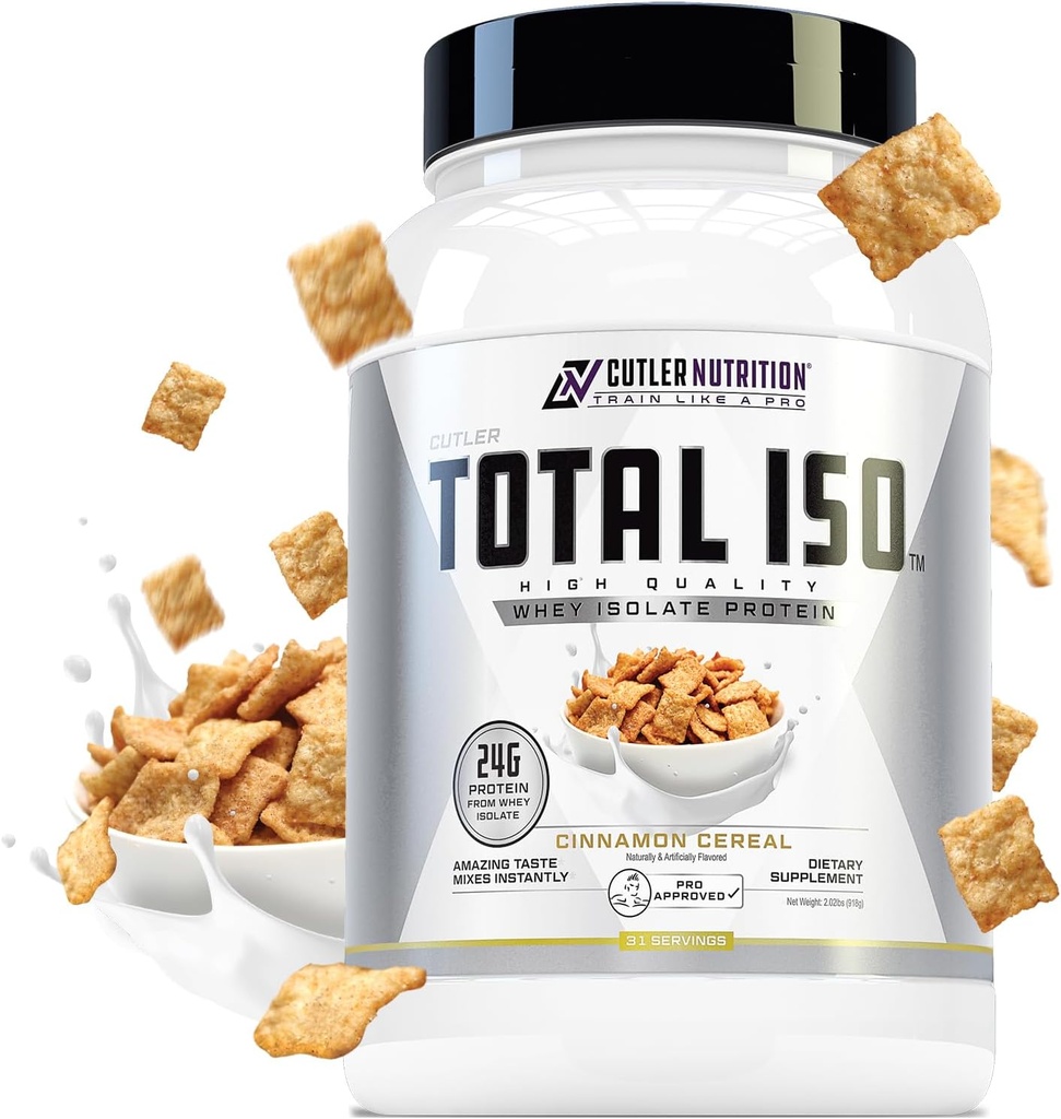 ISO i alt Whey Isolate Protein Powder: Bedste Tasting Whey Protein Shake Feating 100% Whey Protein Isolate, Perfect Post Workout Protein Powder Mix og Meal Erstatning Drik, Cinna cereal, 2 Punds
