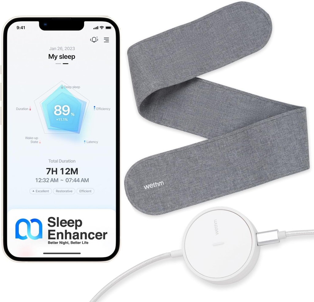 Innovative Sleep Enhancer - Non- Contact Sleep Tracking Pad med søvnanalyse, vibrationsalarmer, vejrtrækningsforstyrrelser og hjerterytmeovervågning - Sleep Tracker for forbedret søvnkvalitet